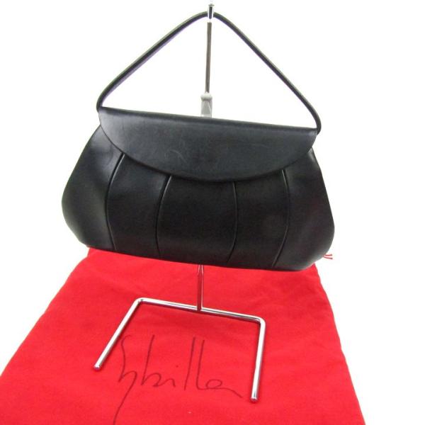 【人気✨ラウンドカット/デザインバッグ 】シビラ　ハンドバッグ　美品　レザー　黒 Sybilla シビラ ラウンドカット デザインバッグ レザー フォーマル