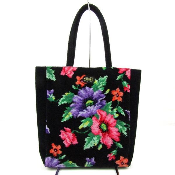 希少美品FEILER 花柄かごバッグ風 トートバッグ大容量ショルダー フェイラー feiler（フェイラー） トートバッグ 花柄 シェニール織 鞄 ブランド