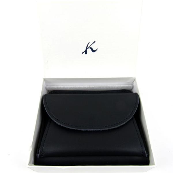 未使用　Kitamura キタムラ　レザー二つ折り財布　濃紺　『K』ロゴ Kitamura キタムラ 二つ折り財布 レザー 小銭入れあり ウォレット