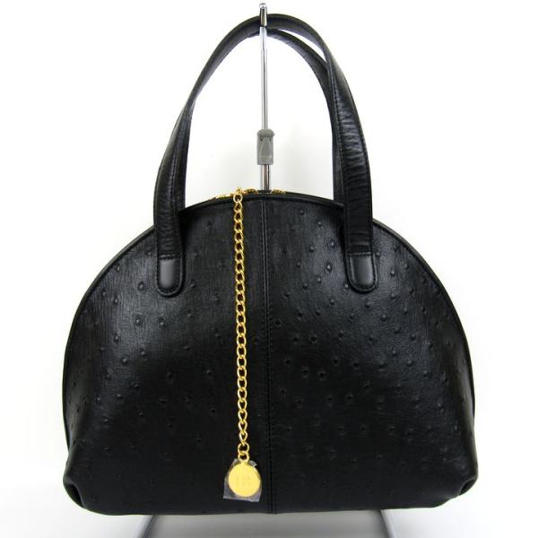 ✨希少✨新品✨HANAE MORI ハナエモリ ハンドバッグ オーストリッチ 黒 HANAE MORI（ハナエモリ） ハンドバッグ オーストリッチ型押し レザー