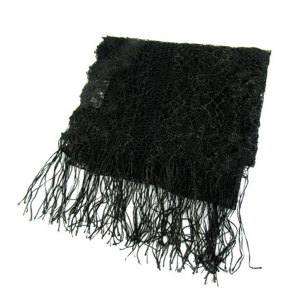 メル85316 ❤️セール❤️685【グラデーションブラック光沢ピコティ】 近沢レース店 ストール ショール ラメ混 ブランド レディース ブラック