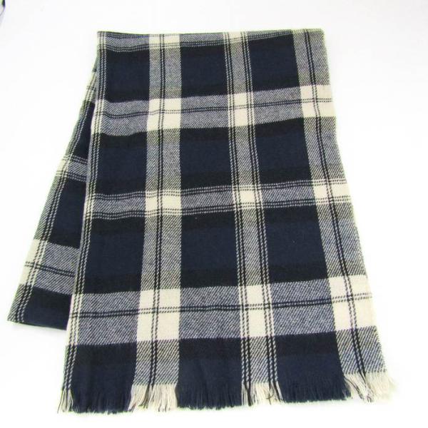 新品 Te chichi テチチ レディース チェックマフラー ブルー ウール 日本製 ウール100% 上質生地 タータンチェック柄のマフラー
