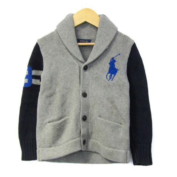 「POLO RALPH LAUREN ビッグポニー カーディガン グレー」 RALPH LAUREN ラルフローレン ショール カーディガン ニット グレー