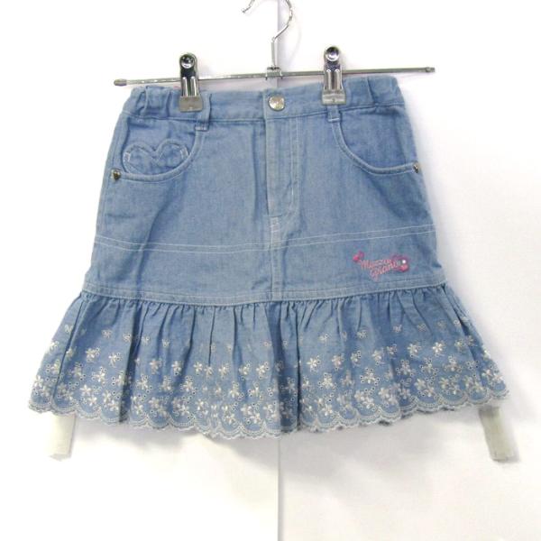 メゾピアノ デニムスカート ボトムス フレア 刺繍 キッズ 女の子用 130
