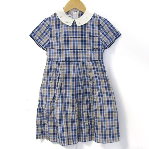 ファミリア ワンピース トップス 半袖 チェック柄 キッズ 女の子用 120