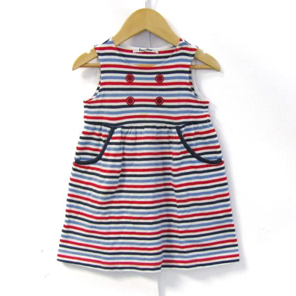 ファミリア ワンピース トップス ノースリーブ ボーダー柄 日本