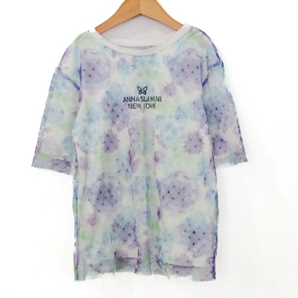 アナスイミニ 半袖Tシャツ トップス チュール レイヤード 花柄