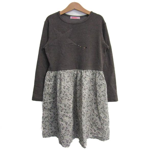 ファミリア 切替ワンピース トップス 長袖 花柄 キッズ 女の子用 140