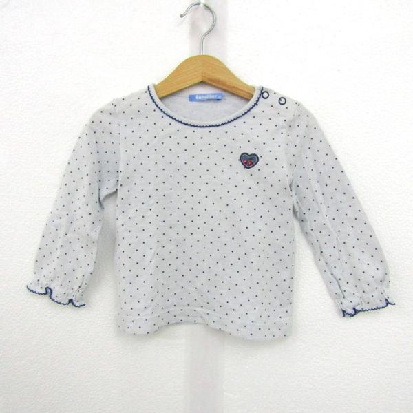 familiar新品 トップス 90cm ファミリア 長袖Tシャツ トップス ドット柄 日本製 ベビー 女の子用