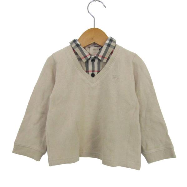 バーバリーロンドン フェイクレイヤードセーター ノバチェック トップス ベビー 男の子用 90サイズ ベージュ BURBERRY LONDON