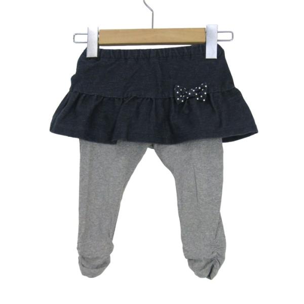 ミキハウス スカート ボトムス レギンス付き ホットビスケッツ ベビー 女の子用 80サイズ ネイビー×グレー MIKIHOUSE