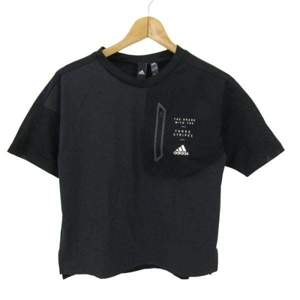 アディダス 半袖Ｔシャツ トップス メッシュ スポーツウエア キッズ 男の子用 140サイズ ブラック×ホワイト adidas