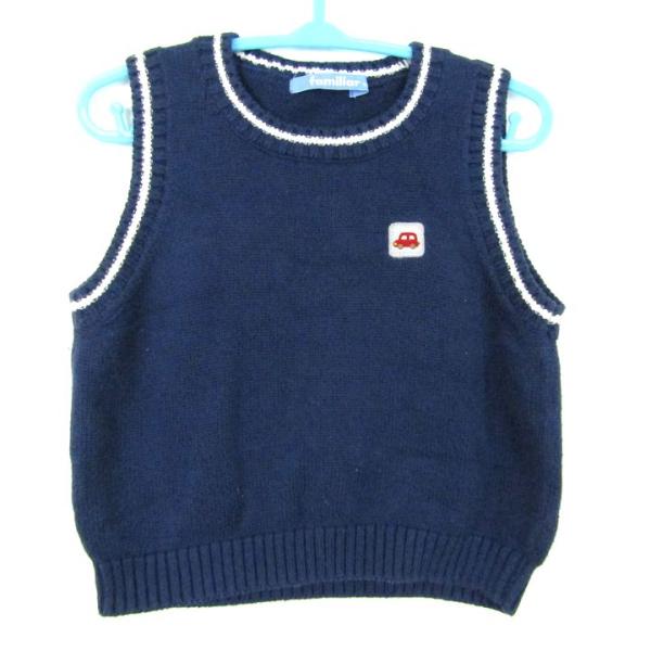 ファミリア ニットベスト くるま トップス ベビー 男の子用 90サイズ ネイビー Familiar