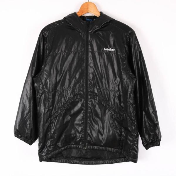 リーボック ナイロンジャケット ウインドブレーカー 中綿入り アウター スポーツウエア ランニング メンズ Sサイズ ブラック Reebok