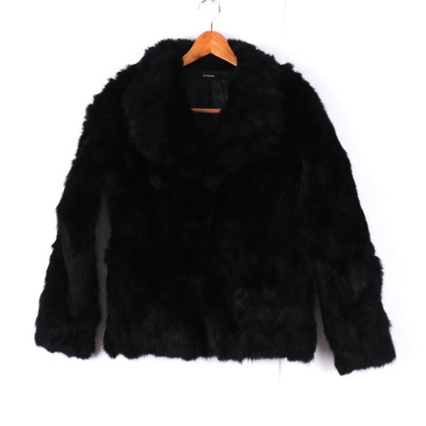 美品♡ エポカ ラムファー ショートコート ブラック サイズ40 エモダ ラビットファージャケット ショートコート アウター 黒