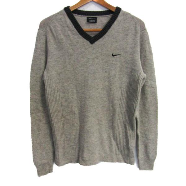 ナイキ ウール ニット Nike V neck グレー ブルー セーター ゴルフ NIKE GOLF ナイキゴルフVネック ニット セーターゴルフ 薄手