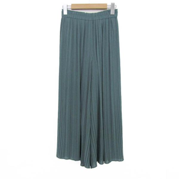 ユニクロ ワイドパンツ シフォンプリーツスカートパンツ 221-434213 ボトムス レディース Sサイズ モスグリーン UNIQLO
