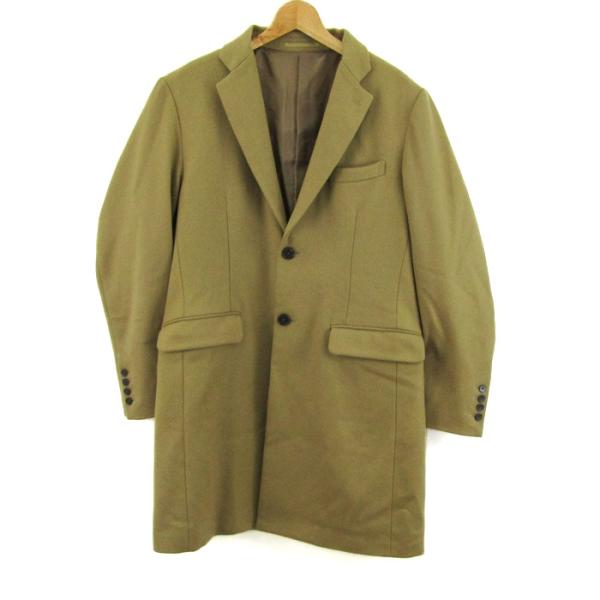 EDIFICEエディフィス カーキ ウール シングルブレスト チェスターコート フォーワンセブンバイエディフィス チェスターコート アウター