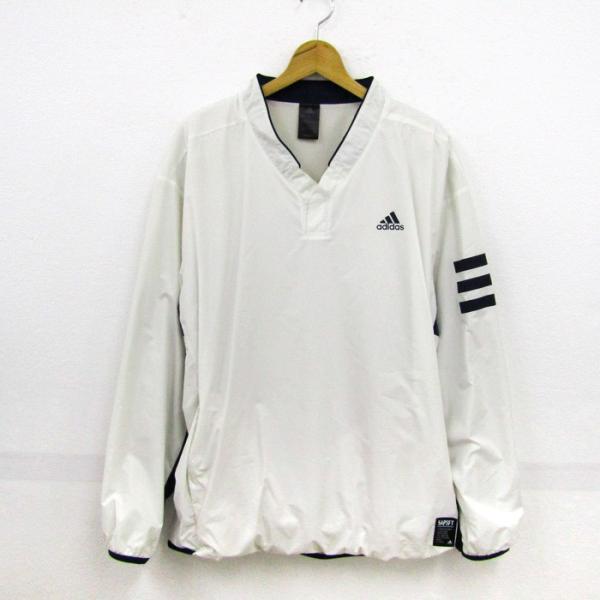 美品【adidasアディダス】長袖　ピステ　ウインドブレーカー　大きいサイズ　L adidas ピステ・ウィンドブレーカー ネイビー/レッド Lサイズ