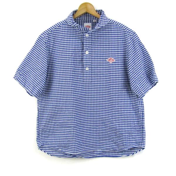 お歳暮 人気 オシャレ ダントン 半袖シャツ トップス ハーフボタン ギンガムチェック柄 カットソー(半袖+袖なし)