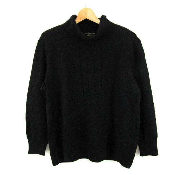 レリアン セーター トップス タートルネック ケーブルニット 大きいサイズ 日本製 レディース 13+サイズ ブラック Leilian Leilian（レリアン） セーター トップス タートルネック ケーブル