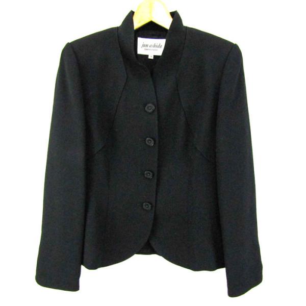 ジュンアシダ ノーカラージャケット ウール100% ブランド アウター 黒