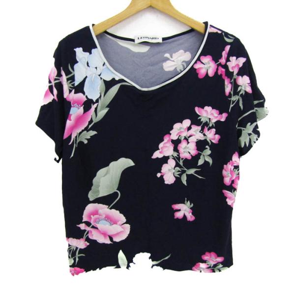 【大きいサイズ】LEONARD レオナール　花柄 半袖 トップス　LL LEONARD レオナール ブラウス シャツ トップス 半袖 花柄 大きい