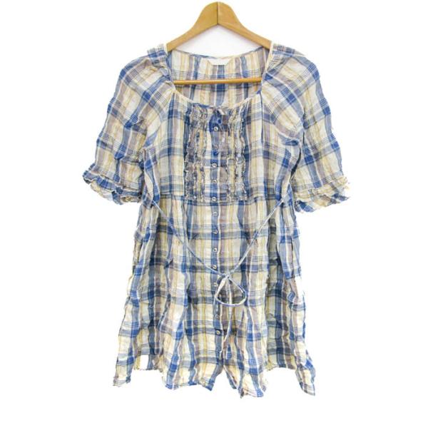 ピンクハウス ワンピース チュニック 長袖 リネン混 ストレッチ  