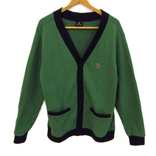 未使用✨現行ボックスタグ　ポールスミス Vネックカーディガン　長袖　グリーン　M Paul Smith ポールスミス カーディガン 長袖 コットン100