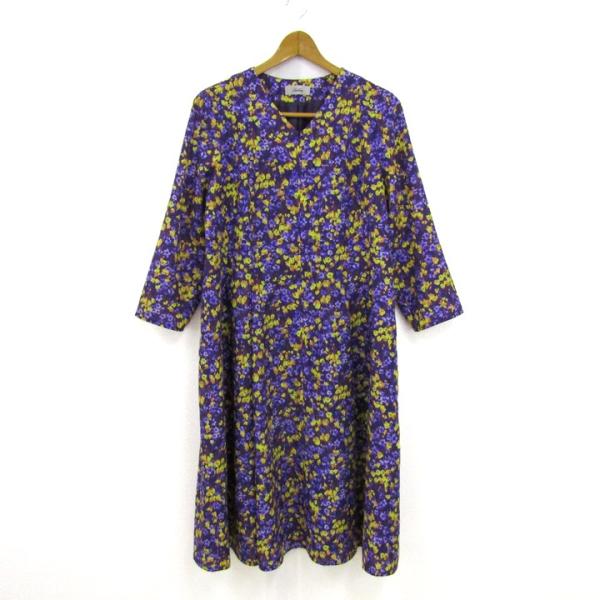 Leilian（レリアン） ロングワンピース トップス 長袖 Vネック 花柄