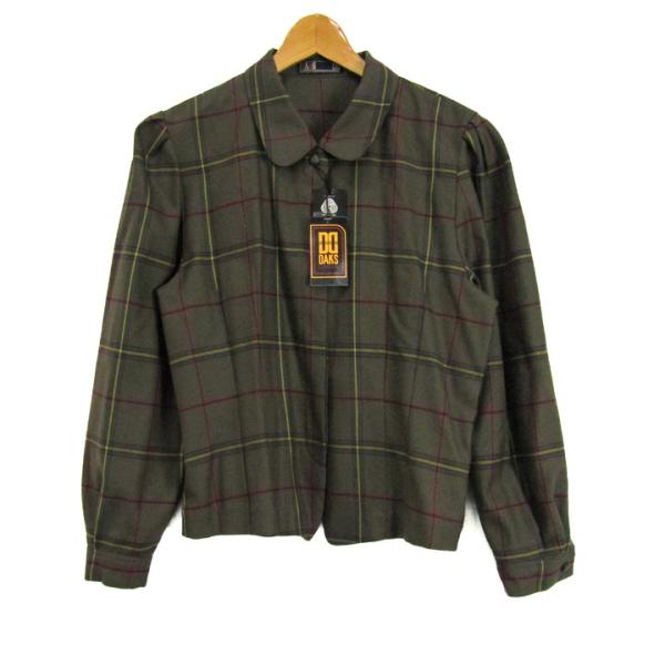 ダックス 長袖シャツ チェック柄 ウール トップス レディース 9Rサイズ カーキ×イエロー DAKS DAKS（ダックス） 長袖シャツ チェック柄 ウール トップス レディース