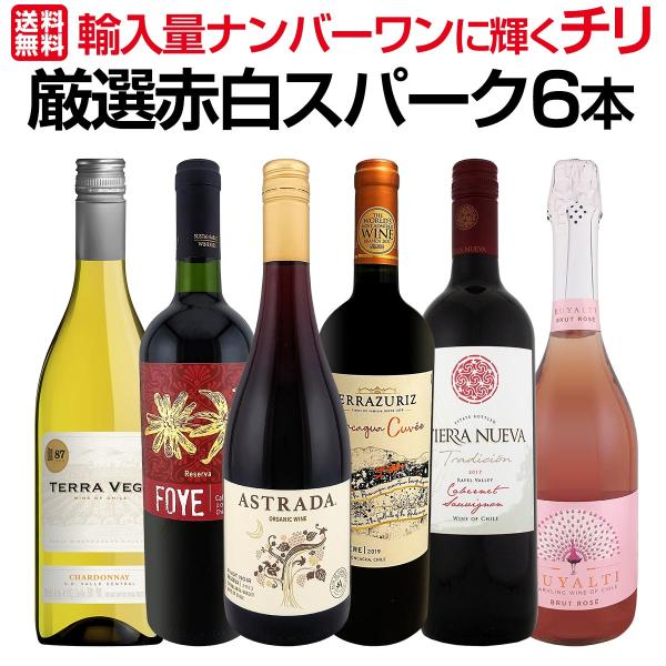 今や輸入量ナンバーワンに輝くチリ 厳選赤白スパーク6本セット set