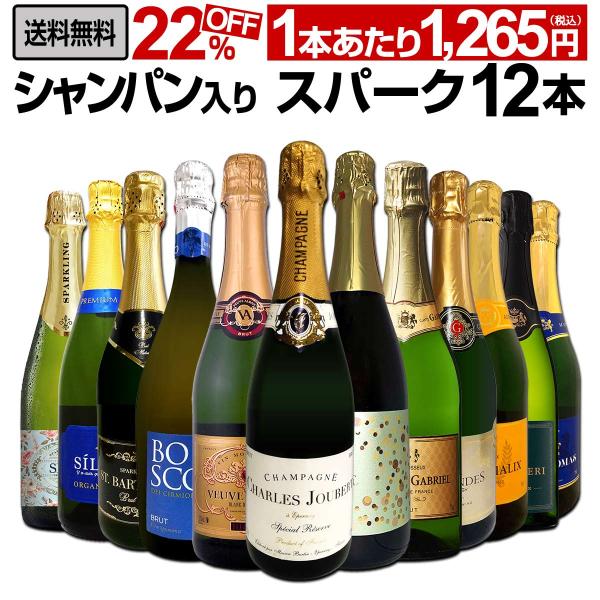 シャンパン スパークリングワイン 白 セット フランス スペイン 12本