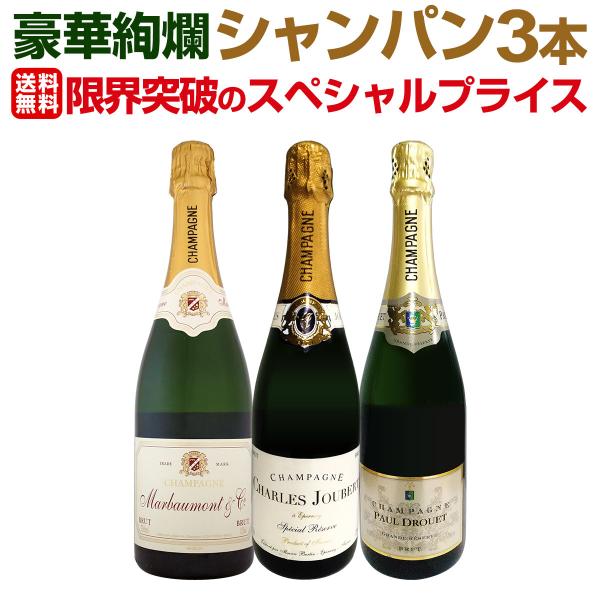 第24弾 1本あたり5,317円 税込 厳選された高級辛口シャンパンがこの価格 さらにお得になった豪華絢爛シャンパン3本セット set
