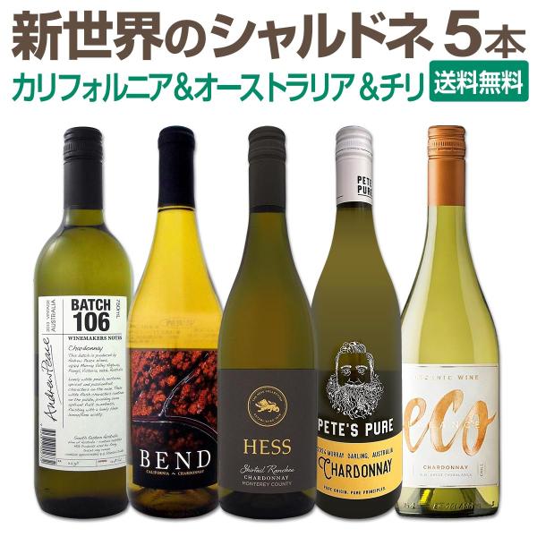 SNSでも話題のニュー・ブランドが初登場 お買い得ワイン wine を集めた新世界のシャルドネ chardonnay づくし５本セット set