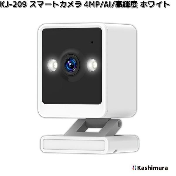 カシムラ KJ-209 スマートカメラ 4MP AI 高輝度 ホワイト 屋内専用