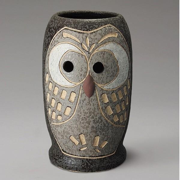 信楽焼　ふくろう彫り傘立て 傘立て 陶器 信楽焼 おしゃれ スリム フクロウ 傘入れ モダン シンプル