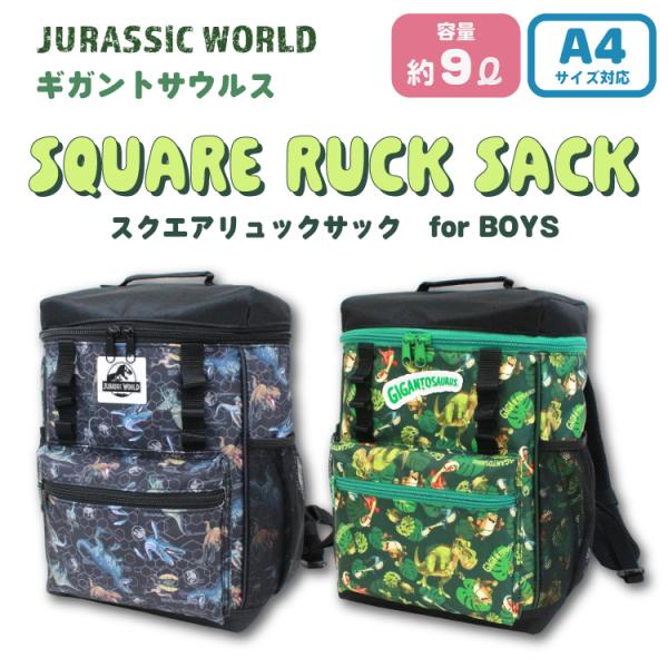 刺繍可 ジュラシックワールド ギガントサウルス スクエアリュック 大