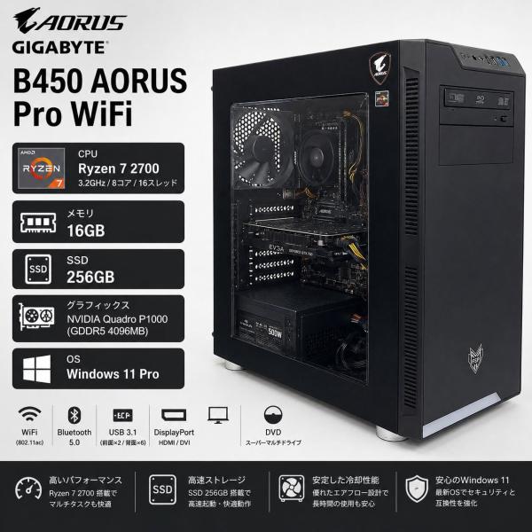AORUS Windows11 Ryzen7搭載 QuadroP1000(4GB) 無線LAN ☆ GIGABYTE