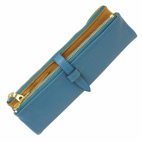 本革製 ルポ２セカンドペンケース ブルー イタリアンレザー 筆箱 プレゼント RPS2-81BU