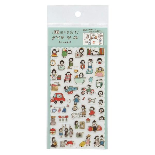 「わたしびより」の透明ミニシートシールです。手帳の予定シールやデコ、お手紙の封留め、小物にワンポイントなど自由にお使い頂けます。※詳細画像に別イラストの商品を使用しております: 600000020924: 200000003235: