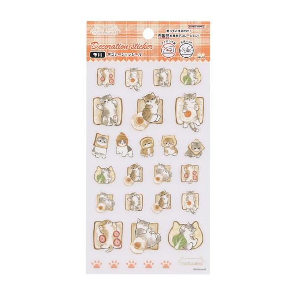 SNSで話題のイラスト作家「ぢゅの」さんの描く、とってもキュートでちょっとシュールなネコちゃん達を描いた『mofusand』。チェックのパン柄デザイン！！アイロン不要の貼ってこするだけで「布製品」を簡単デコレーションできる布用「デコレーショ...