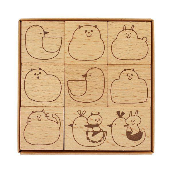 木製スタンプセット/mizutama どうぶつ かわいい ハンコ MZT