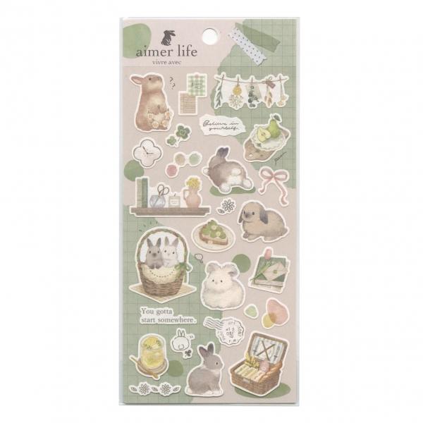 エメライフシール ストレート うさぎ ピクニック シール ステッカー