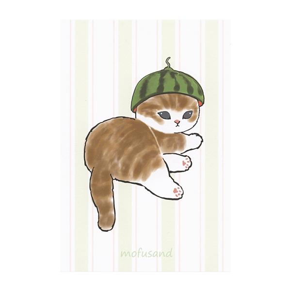 もちゅん mofusand/モフサンド 夏柄 ポストカード スイカ ぢゅの かわいい ねこ