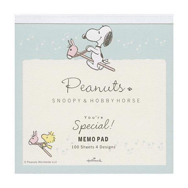 メモパッド スヌーピー×おもちゃの馬 ピーナッツ グリーン かわいい