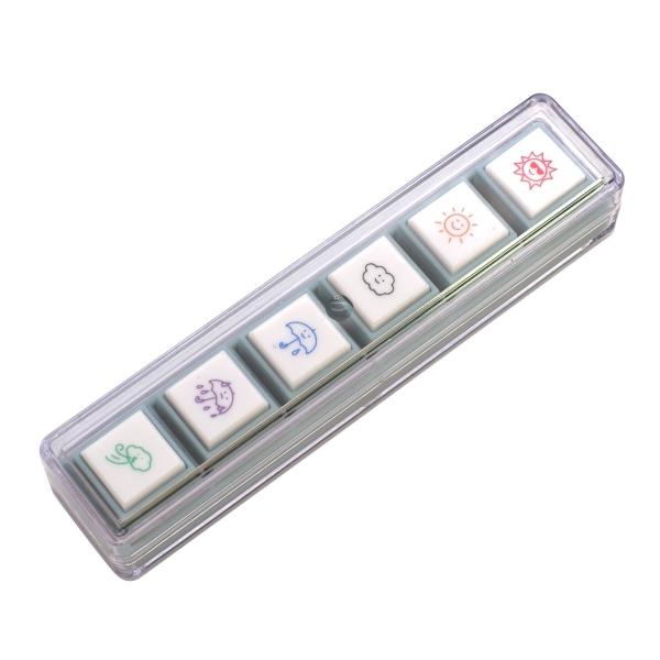 他サイト： ポチッとPick ボタン型スタンプ 天気 浸透印 ハンコ スタンプ ケース付 全12種類 1802-001の商品画像