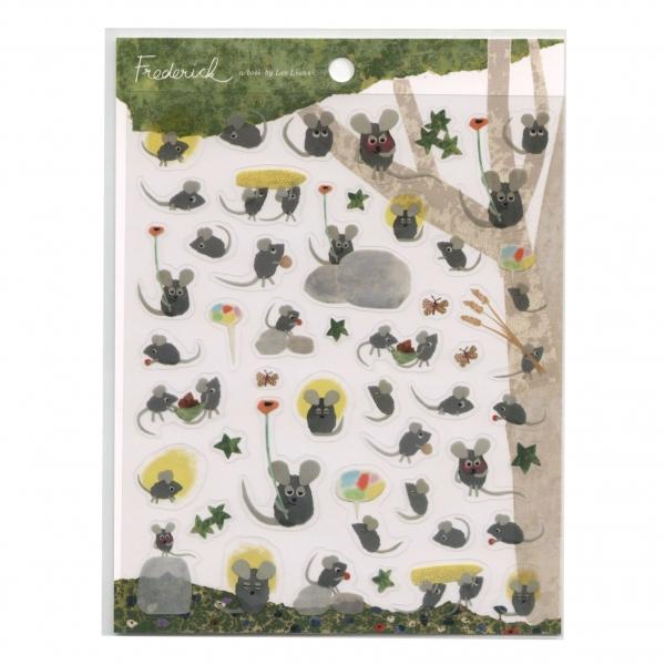 レオ・レオニの有名なキャラクター、フレデリックたちが描かれたシートシール。A5サイズのノートにちょうど挟めるサイズです。PET素材を使用しており、余白部分は透明になっています。: 600000024714: 200000004724: