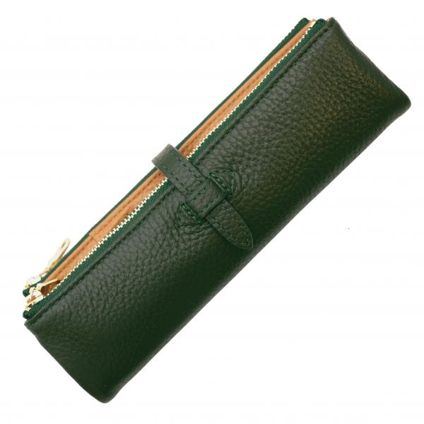 本革製 ルポ2/セカンド ペンケース グリーン イタリアンレザー 筆箱