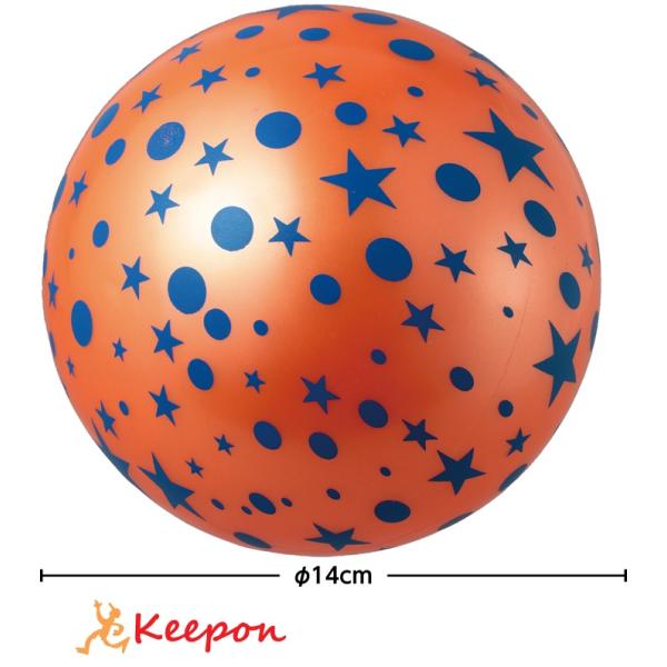 スター柄×オレンジでよく目立つ！やわらか素材のバウンドボール！スター柄×ビビッドオレンジで目立ちやすく、運動遊びにぴったりのボールです。直径14cmの大きめサイズで、弾みもよく元気に遊べます。やわらかくてツルツルの素材なので、小さなお子さま...